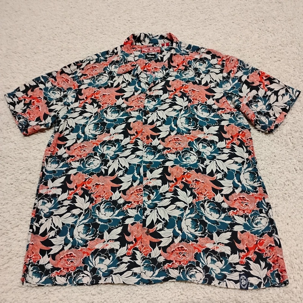 PAGONG Shirt Mens XL Multicolor Super Dry Kyoto Geometric Karashishi Hawaiian